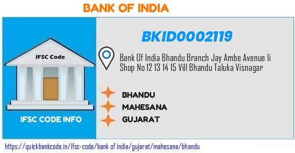 Bank of India Bhandu BKID0002119 IFSC Code