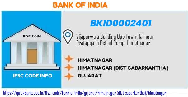 Bank of India Himatnagar BKID0002401 IFSC Code