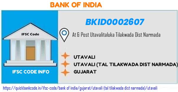 Bank of India Utavali BKID0002607 IFSC Code