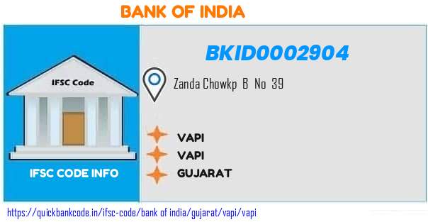 Bank of India Vapi BKID0002904 IFSC Code