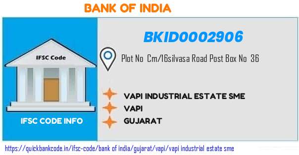 Bank of India Vapi Industrial Estate Sme BKID0002906 IFSC Code