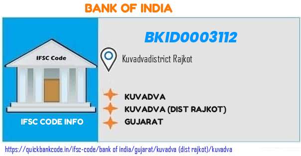 Bank of India Kuvadva BKID0003112 IFSC Code