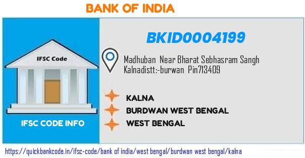 Bank of India Kalna BKID0004199 IFSC Code
