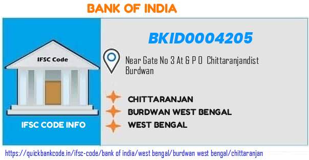 Bank of India Chittaranjan BKID0004205 IFSC Code