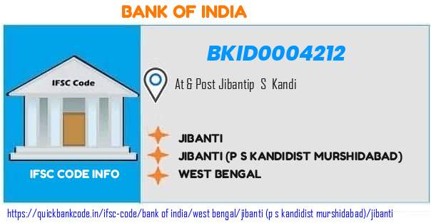 Bank of India Jibanti BKID0004212 IFSC Code
