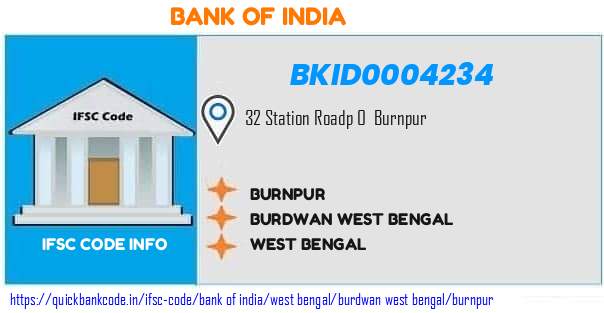 Bank of India Burnpur BKID0004234 IFSC Code