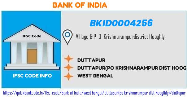 Bank of India Duttapur BKID0004256 IFSC Code