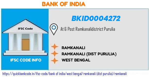 Bank of India Ramkanali BKID0004272 IFSC Code