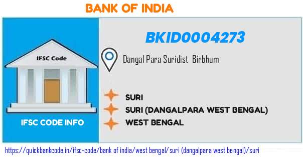 Bank of India Suri BKID0004273 IFSC Code