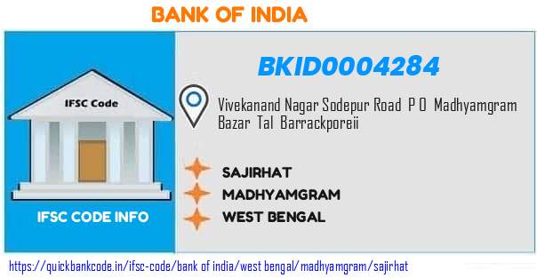Bank of India Sajirhat BKID0004284 IFSC Code