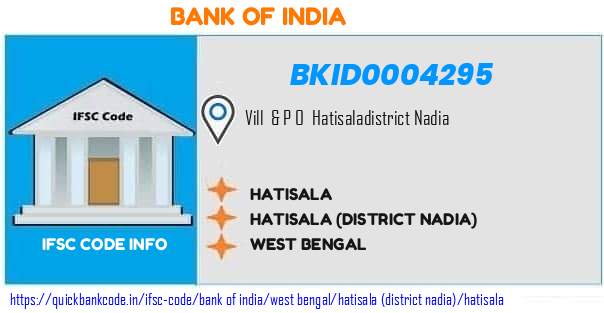 Bank of India Hatisala BKID0004295 IFSC Code