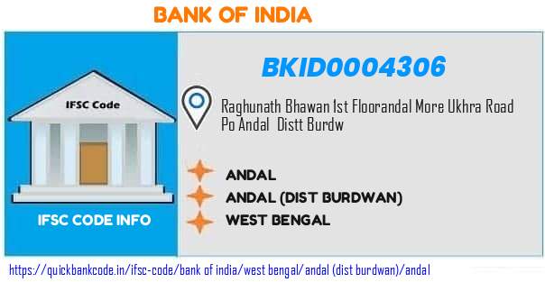 Bank of India Andal BKID0004306 IFSC Code