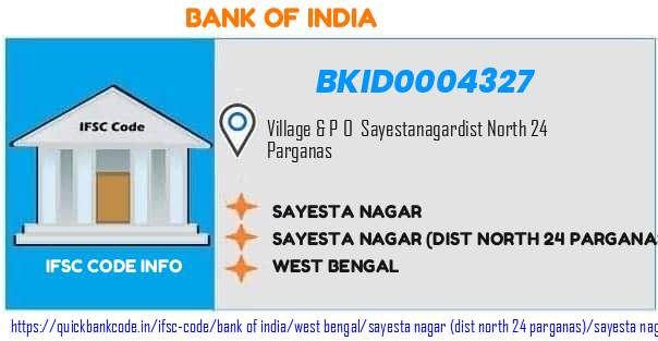 Bank of India Sayesta Nagar BKID0004327 IFSC Code