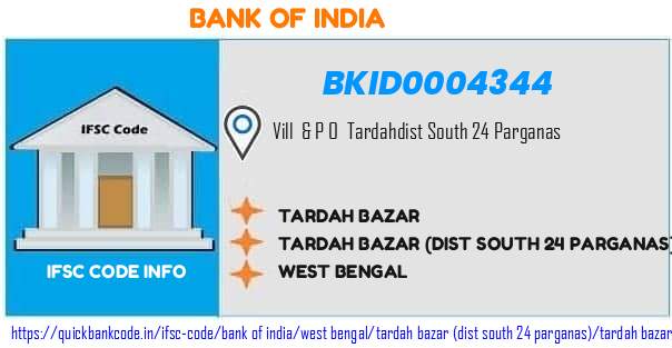 Bank of India Tardah Bazar BKID0004344 IFSC Code