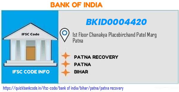 Bank of India Patna Recovery BKID0004420 IFSC Code