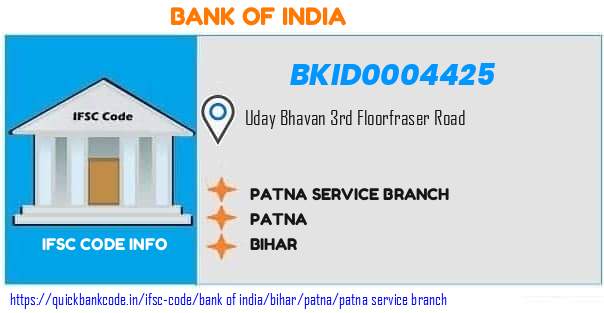 Bank of India Patna Service Branch BKID0004425 IFSC Code