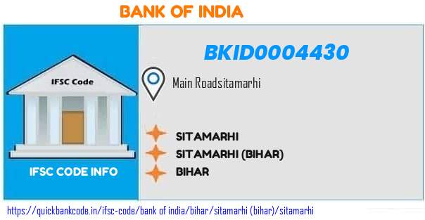 Bank of India Sitamarhi BKID0004430 IFSC Code