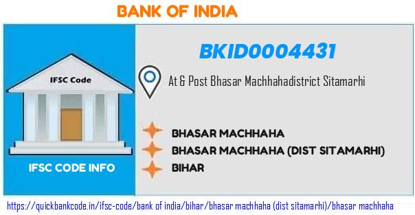 Bank of India Bhasar Machhaha BKID0004431 IFSC Code