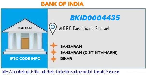 Bank of India Sahsaram BKID0004435 IFSC Code