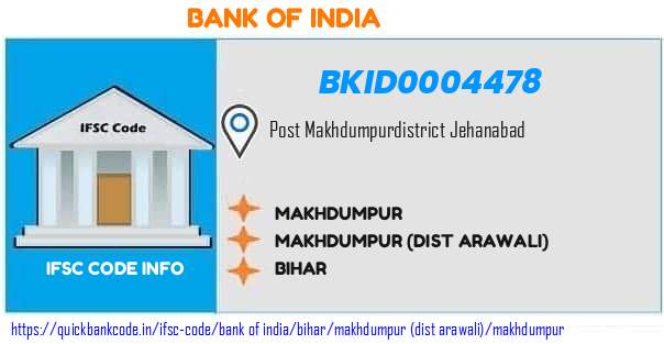 Bank of India Makhdumpur BKID0004478 IFSC Code