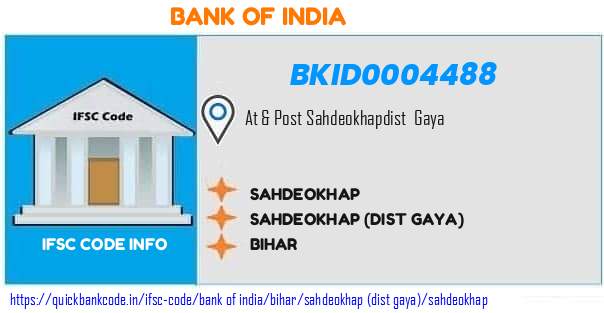 Bank of India Sahdeokhap BKID0004488 IFSC Code