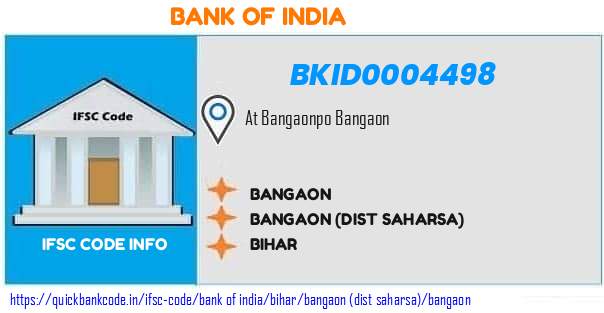 Bank of India Bangaon BKID0004498 IFSC Code