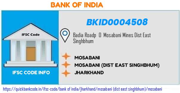 Bank of India Mosabani BKID0004508 IFSC Code