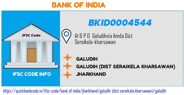 Bank of India Galudih BKID0004544 IFSC Code