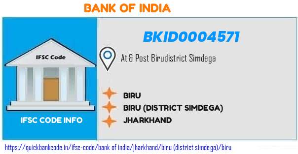 Bank of India Biru BKID0004571 IFSC Code