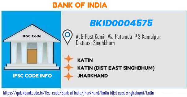 Bank of India Katin BKID0004575 IFSC Code