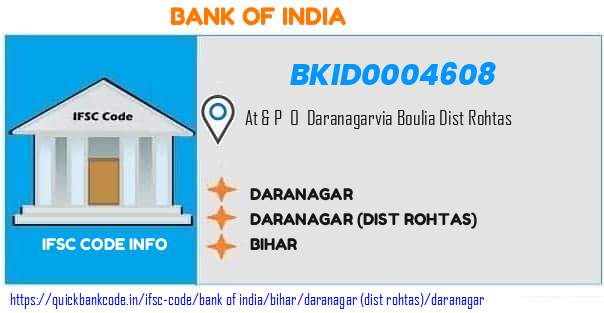 Bank of India Daranagar BKID0004608 IFSC Code