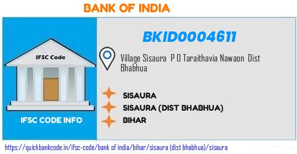 Bank of India Sisaura BKID0004611 IFSC Code