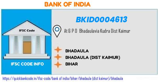 Bank of India Bhadaula BKID0004613 IFSC Code