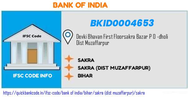 Bank of India Sakra BKID0004653 IFSC Code