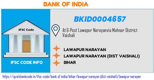 Bank of India Lawapur Narayan BKID0004657 IFSC Code