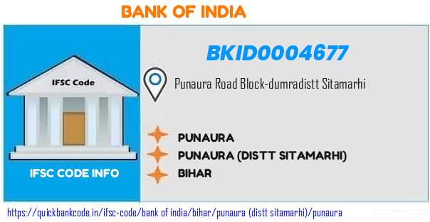 Bank of India Punaura BKID0004677 IFSC Code