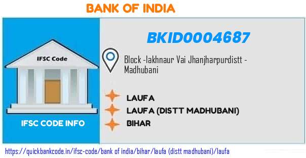 Bank of India Laufa BKID0004687 IFSC Code