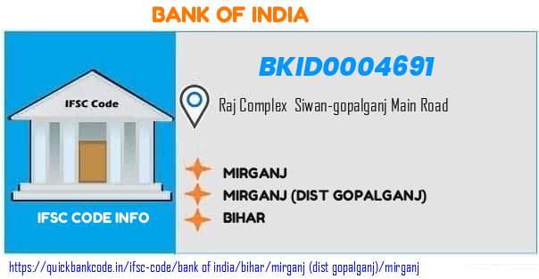 Bank of India Mirganj BKID0004691 IFSC Code