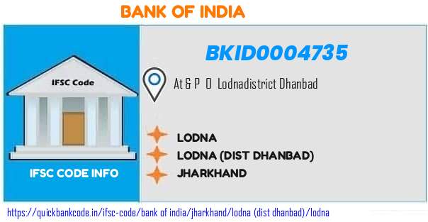 Bank of India Lodna BKID0004735 IFSC Code