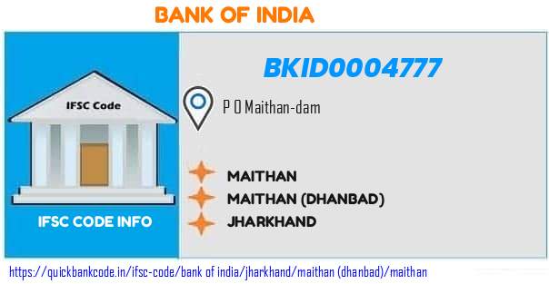 Bank of India Maithan BKID0004777 IFSC Code