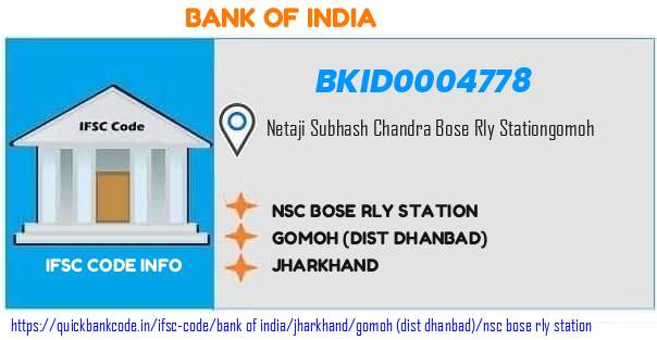 Bank of India Nsc Bose Rly Station BKID0004778 IFSC Code