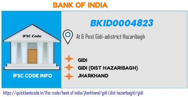 Bank of India Gidi BKID0004823 IFSC Code