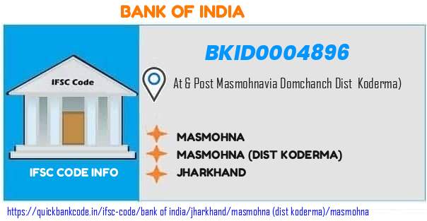 Bank of India Masmohna BKID0004896 IFSC Code