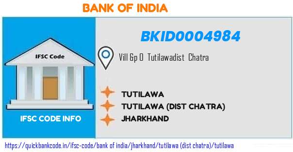 Bank of India Tutilawa BKID0004984 IFSC Code