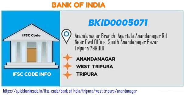 Bank of India Anandanagar BKID0005071 IFSC Code