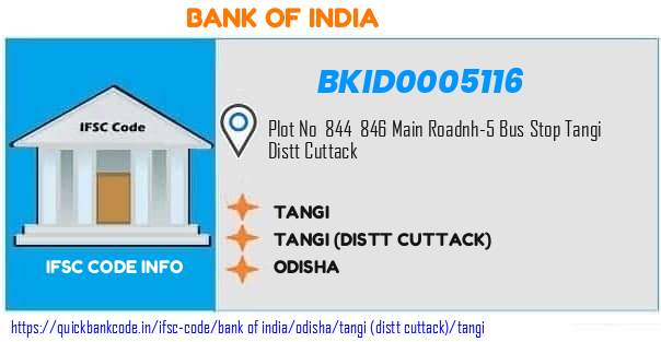 Bank of India Tangi BKID0005116 IFSC Code