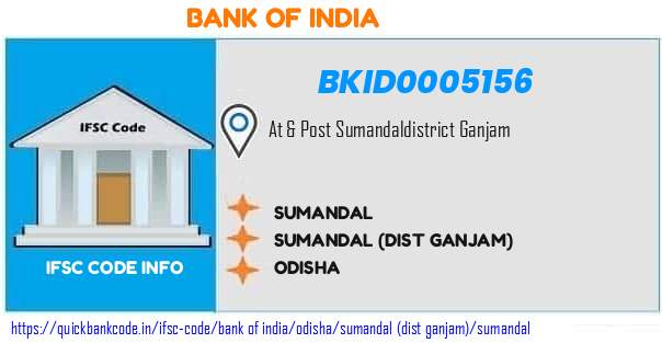 Bank of India Sumandal BKID0005156 IFSC Code