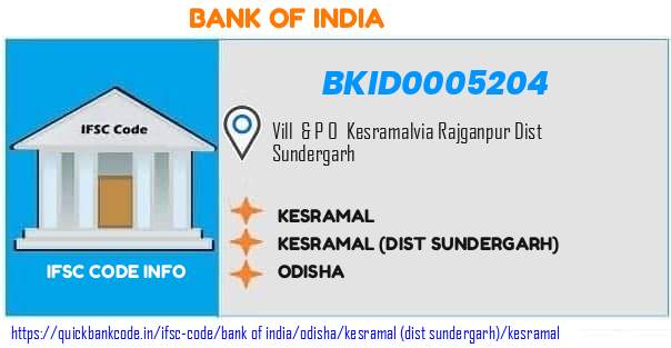 Bank of India Kesramal BKID0005204 IFSC Code