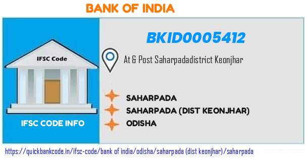 Bank of India Saharpada BKID0005412 IFSC Code