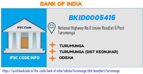 Bank of India Turumunga BKID0005416 IFSC Code